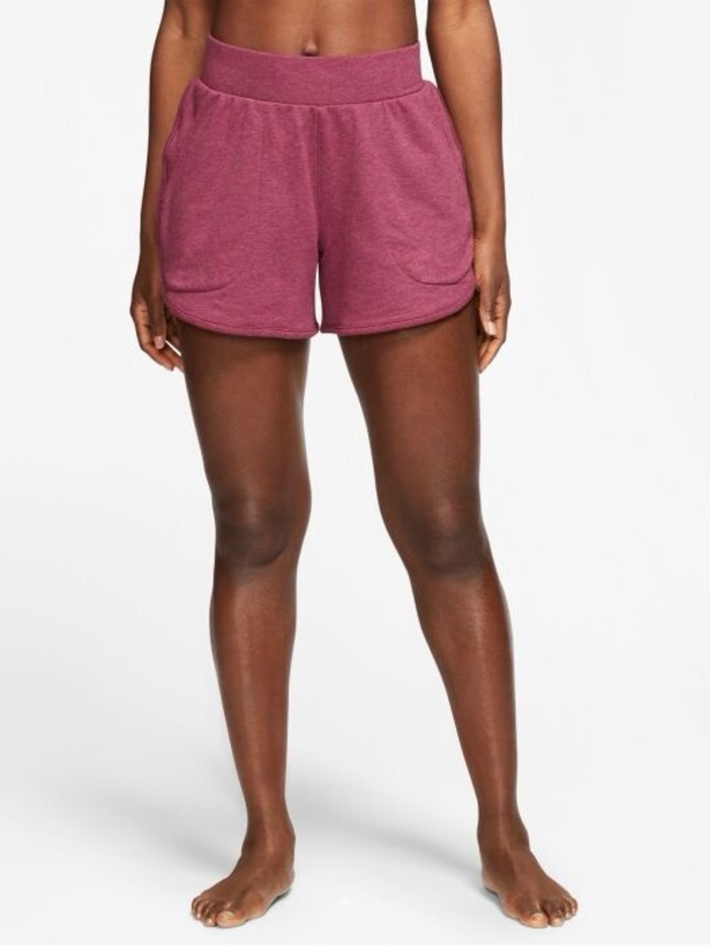 Nike Yoga Dri-FIT Sz M French Terry Shorts Desert Berry Burgundy $45 MSRP Summer